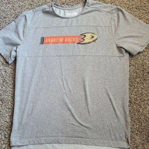 ANAHEIM MIGHTY DUCKS Logo NHL Heavier LevelWear Logo Gray T-shirt Sz L